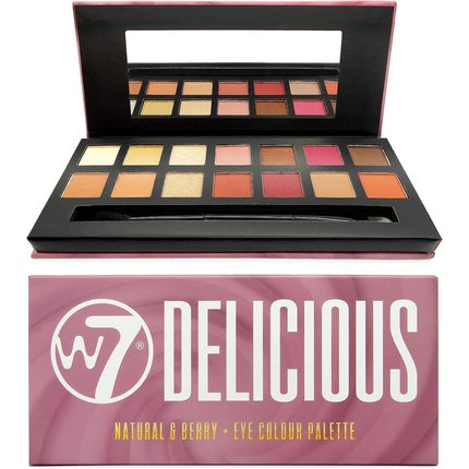 W7 Delicious Eyeshadow Palette 14 Natural Berry Toned Colors Flawless Long-Lasting Makeup