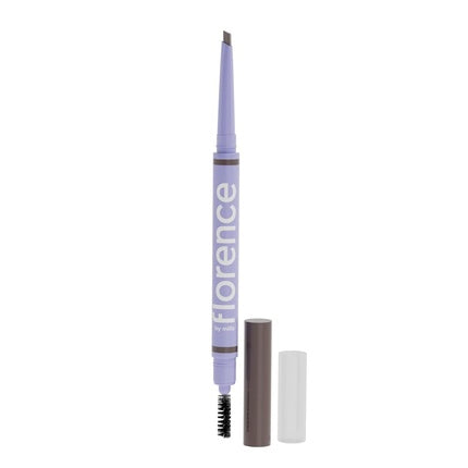 Florence by Mills Tint n' Tame Eyebrow Pencil Angled Tip for Precise Build in Spoolie Brush Smooth Seamless Application Hydrates Medium Brown Vegan Cruelty-Free