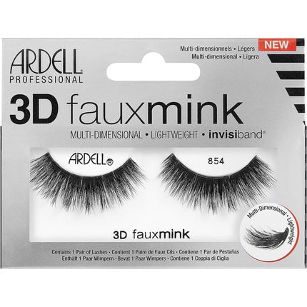 ARDELL Professional 3D Faux Mink Synthetic Vegan Eyelashes Style 854 - Black, Ultra-Lightweight, Flexible and Reusable - 1 Pair