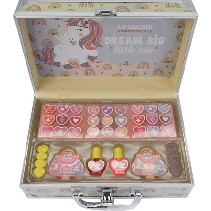 Lip Smacker Beauty Train Case All-in-One Makeup Giftset for Girls - 22 Lip Glosses, 9 Creamy Eyeshadows, 2 Nail Polish, 4 Shimmer Powders and Hair Clips