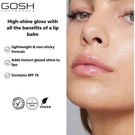 GOSH SOFT'N CLEAR Lip Balm with SPF 15 Vegan Lip Care Stick Transparent Glossy Booster 001 Glaze
