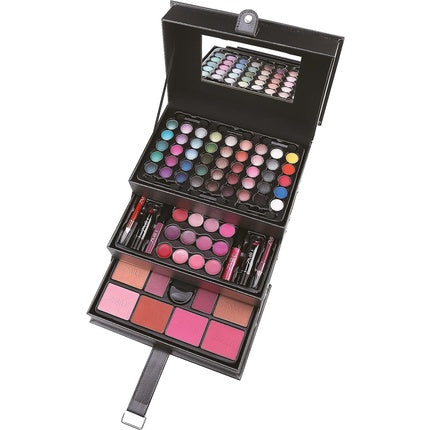 Briconti Professional Makeup Large Storage Vanity Case Set 82-Piece Cosmetic Case - Black Beauty