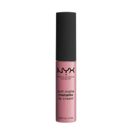 NYX Professional Makeup Soft Matte Metallic Lip Cream Liquid Lipstick Milan Dark Pink-Brown 0.22oz