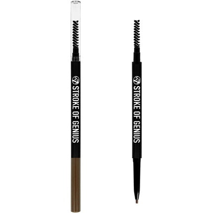 W7 Stroke of Genius Eyebrow Pencil Dual Ended Mechanical Brow Pencil with Spoolie Brush Brunette