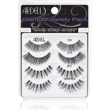ARDELL Glamour Variety Pack 4 Pairs of Authentic Eyelashes in 4 Different Styles - Reusable Ultra-Light Artificial Eyelashes