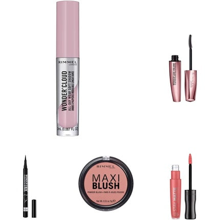 Rimmel Make-up set Eyeshadow, Mascara, Lipstick,  Blush Powder, Eyeliner, and Natural Bronzer