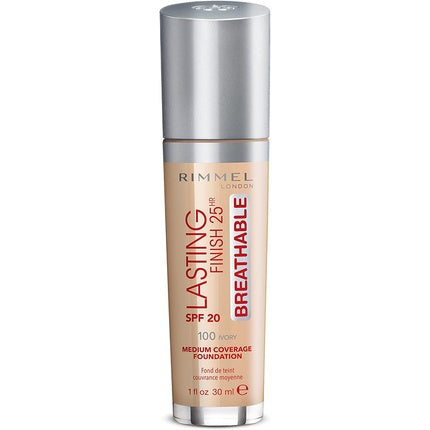 Rimmel London Lasting Finish Breathable Liquid Foundation with Moisturizing Effect SPF 20 30ml 100 Ivory