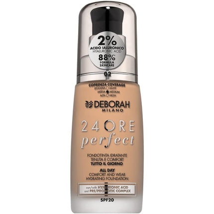 Deborah Milano 24 Hour Liquid Foundation Perfect Moisturizing SPF 20 30ml No.2 True Beige