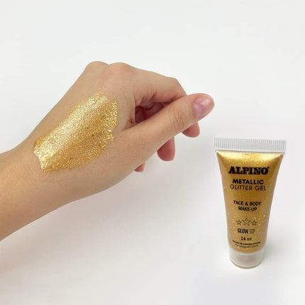 Alpino Fiesta Gold Metallic Glitter Gel 6-Pack with Gold Base - Liquid Purple