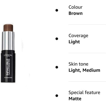 L'oréal Infallible Longwear Shaping Foundation Stick 250 Ebony 9g