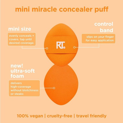 Real Techniques Mini Miracle Concealer Puffs Small Makeup Puff for Liquid Cream Foundation Targeted Concealing Under Eyes Blemishes Travel Friendly Vegan Cruelty Free