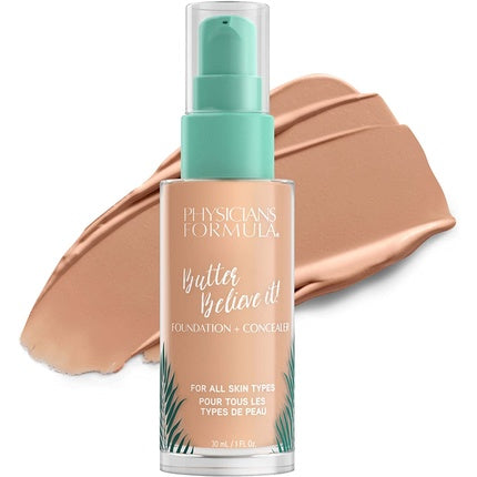 Physicians Formula Murumuru Butter Believe It! Foundation + Concealer with Butter for Radiant Glow Light-to-Medium Light Medium