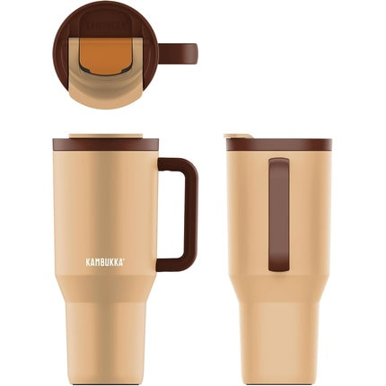 Kambukka Travel Thermo Mug 900ml Beige and Brown with Lid and Handle