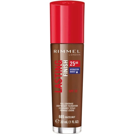 Rimmel London Lasting Finish 25 Hour Foundation Full Coverage Formula with SPF 20 30ml 605 Hazelnut
