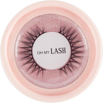 OH MY LASH Black Faux Mink False Strip Eyelashes Natural Look in Pink Cardboard Reusable Lashes Case - Individual