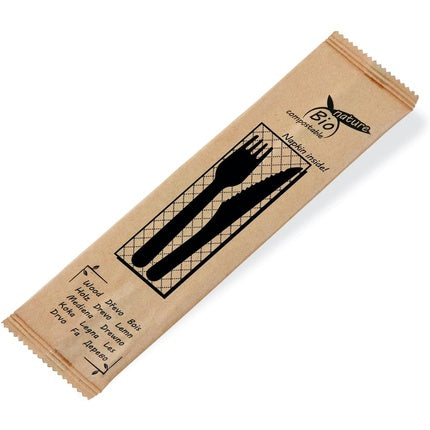Wooden Cutlery Set Knife, Fork and Napkin - Ideal for Events