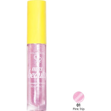 Golden Rose Miss Beauty Diamond Shine 3d Lipgloss No:01 Pink Trip Non-Sticky Fine Structure