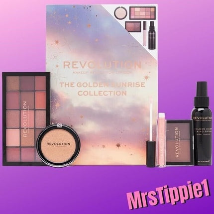 Revolution Golden Sunrise Collection Set - 5 Full Size Pieces for Eyes, Lips, and Face