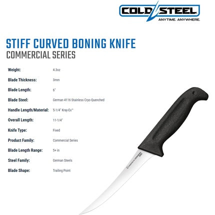 Cold Steel Commercial Series Stiff Curved Boning Knife 15.2cm