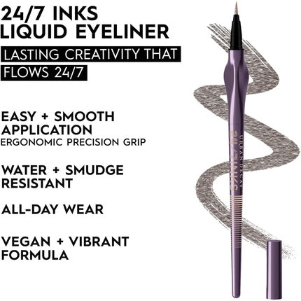 Urban Decay 24/7 Liquid Ink Eyeliner Pencil Water and Stain Resistant All Day Wear Vegan Formula Precision Tip with Ergonomic Handle Gunmetal Shimmer