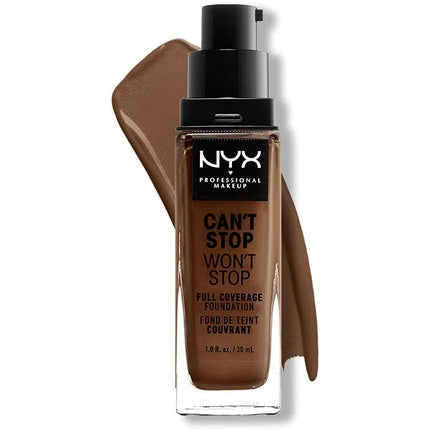 NYX Professional Makeup Can't Stop Won't Stop Full Coverage Foundation Vegan Formula Matte Finish Deep Rich 20