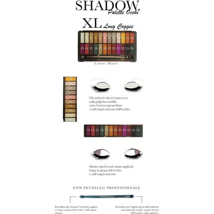 FACE COMPLEX Professional Makeup Palette Eye Shadow Long Coffee XL Palette with Pessato Pigments 24 Shades Glitter and Matte Effect