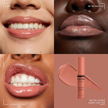 NYX Professional Makeup Butter Gloss Brown Sugar Non-Sticky Lip Gloss 0.27 Fl Oz - Sugar High