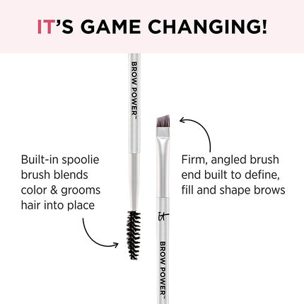 IT Cosmetics Heavenly Luxe Brow Power Universal Brow-Transformer Brush #21 - Angled Brush + Spoolie Brush - For Natural-Looking, Polished Brows