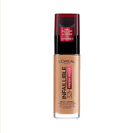 L'Oréal Paris Waterproof and Long-lasting Liquid Foundation with SPF 25 Infaillible 32H Fresh Wear Makeup 30ml 263 Honey Bisque