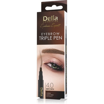 Delia Cosmetics Brown Triple Eyebrow Pen Feather Method All Day Durability Quick &amp; Easy Application Natural Look