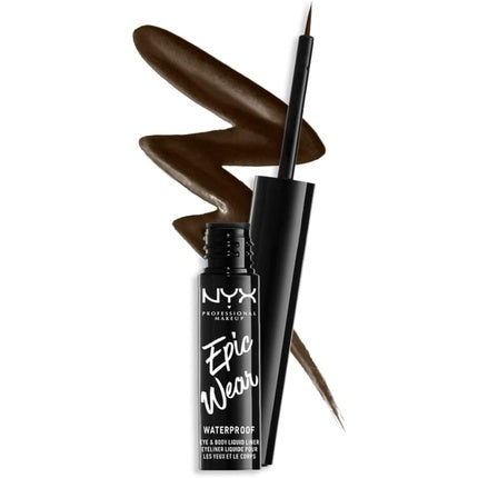 NYX Professional Makeup Epic Wear Semi-Permanent Liquid Liner Waterproof Eye Liner and Body Art Matte Finish Brown 02