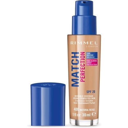 Rimmel Match Perfection 24h Moisture Foundation Spf20 In 400 Natural Beige, 30ml