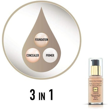 Max Factor Facefinity All Day Flawless 3 In 1 Foundation SPF 20 for Women 30ml