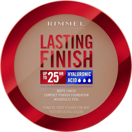 Rimmel Lasting Finish 25 HR Compact Foundation 011 Caramel Matte Buildable Coverage Powder-to-Cream Anti-Pollution Shields SPF 20 Hyaluronic Acid Waterproof Hides Imperfections