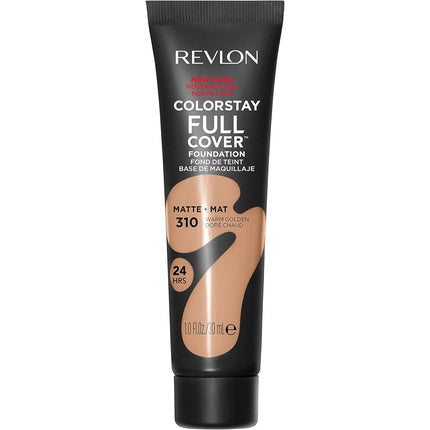 Revlon ColorStay Full Cover Longwear Matte Foundation Heat & Sweat Resistant Lightweight Face Makeup 30ml 310 Warm Golden
