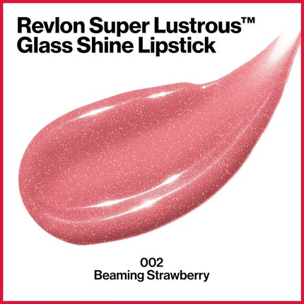 Revlon Super Lustrous Glass Shine Lipstick with Moisturizing Creamy Formula Enriched with Hyaluronic Acid, Aloe, and Rose Quartz 3.1g 002 Beaming Strawberry