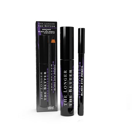 The Longer The Better HyperExtension Black Mascara and Eye Pencil Set Volumizing Lengthening Made in Italy Vegan Cruelty Free