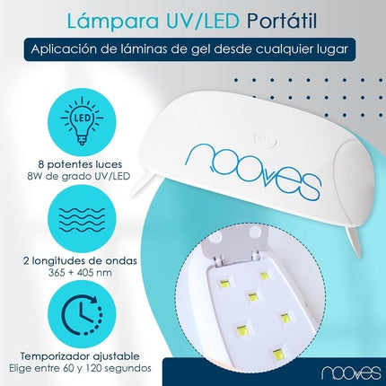 NOOVES NAILS Premium Pink Gel Nail Sheets with Portable UV/LED Nail Lamp 8W