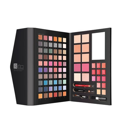 Deborah Milano Ladies Makeup Book Volume 4 Gift Set with Eyeshadow Palette, Gloss, Lipstick, and Face Powder in Various Finishes and Colors Black