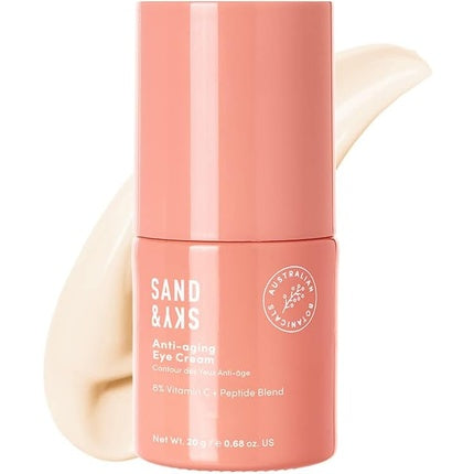 Sand & Sky Anti-Aging Eye Cream Under Eye Treatment for Dark Circles Wrinkles Puffiness Eye Bags Removal Firming Brightening Skin Tone Corrector with Hyaluronic Acid Vitamin C Peptide