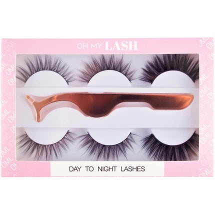 OH MY LASH Black Faux Mink False Strip Eyelashes with Rose Gold Applicator Tweezers