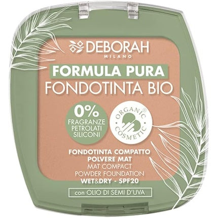 Deborah Milano Demi Mat Organic Formula Pura Compact Foundation Fair 1 SPF 20 Vegan Fragrance-Free Petrolatum and Silicones