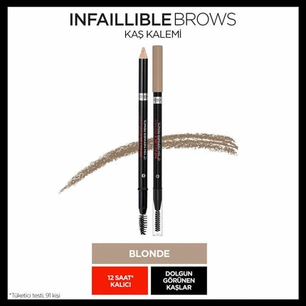 L'Oréal Paris Infaillible Brows 12H Brow Definer Pencil 7.0 Blonde for Perfectly Shaped and Precisely Defined Eyebrows 1ml