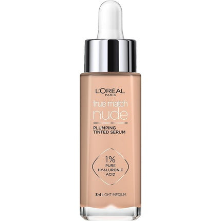 L'Oreal Paris True Match Tinted Serum Foundation with 1% Hyaluronic Acid 30ml Shade 3-4 Light-Medium