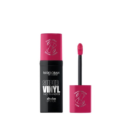 Deborah Milano Super Vinyl Liquid Lipstick No. 3 Cherry Pink Intense Color No Transfer and Shine Up to 16 Hours