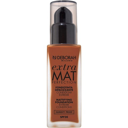 Deborah Extra Mat Perfection Foundation N.06 Caramel Finish Opaque Texture No Transfer and Humidity Proof SPF20 30ml