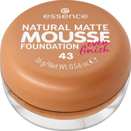 essence Natural Matte Mousse Foundation Nr. 43 Nude Mattifying Covering Express Result Vegan Perfume Alcohol Preservative Free 16g