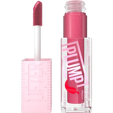 Maybelline New York Lifter Plump Lip Gloss Lasting Plump Heated Formula with Hyaluronic Acid and Chilli Pepper XL Wand Vegan Formula Shade 002 Mauve Bite