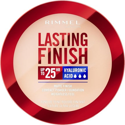 Rimmel Lasting Finish 25 HR Compact Foundation 001 Fair Porcelain Matte Buildable Coverage Powder-to-Cream Anti-Pollution Shields SPF 20 Hyaluronic Acid Waterproof Hides Imperfections