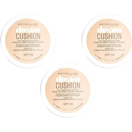 Maybelline New York Dream Cushion Foundation 21 Nude - Pack of 3